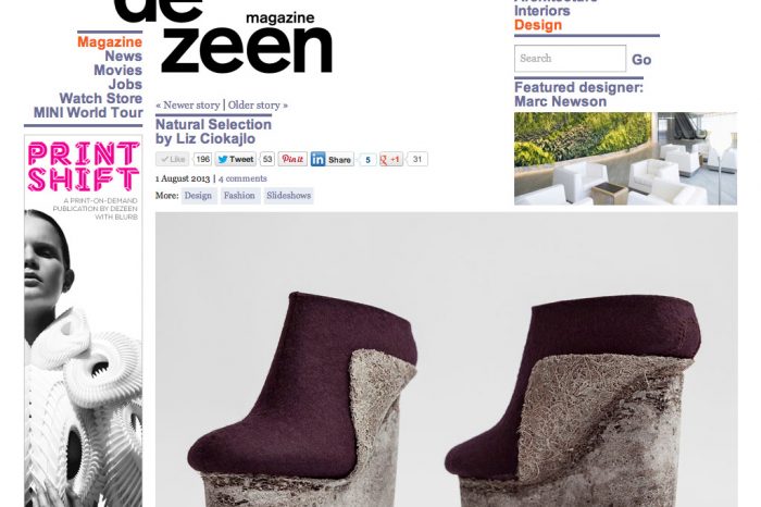 Natural Selection feature by Liz Ciokajlo in dezeen online magazine