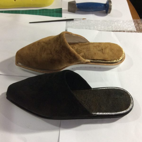 Amadou Mushroom Shoes work in progress